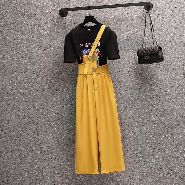 plus size tracksuits overalls suits women two piece set clothes ladies casual short sleeve t-shirt + high waist wide leg pant strap tro, Black
plus size tracksuits overalls suits women two piece set clothes ladies casual short sleeve t-shirt + high waist wide leg pant strap tro, Black