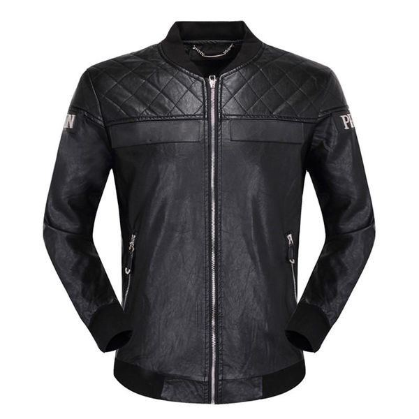 men solid color zipper leather motorcycle jacket autumn winter outerwear coat giacca di pelle men's & faux, Black
men solid color zipper leather motorcycle jacket autumn winter outerwear coat giacca di pelle men's & faux, Black