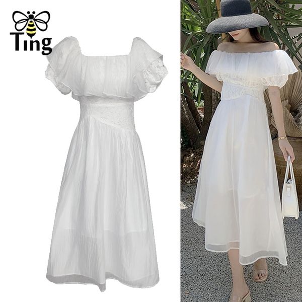 summer women slash neckline lace patchwork high waist white dress party dinner dresses a line vestidos midi elbise chic 210513, Black;gray
summer women slash neckline lace patchwork high waist white dress party dinner dresses a line vestidos midi elbise chic 210513, Black;gray