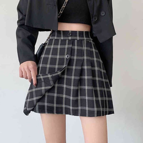 3 sizes causal a-line basic fashion vintag plaid high waist irregular all match korean style women summer skirts 210522, Black
3 sizes causal a-line basic fashion vintag plaid high waist irregular all match korean style women summer skirts 210522, Black