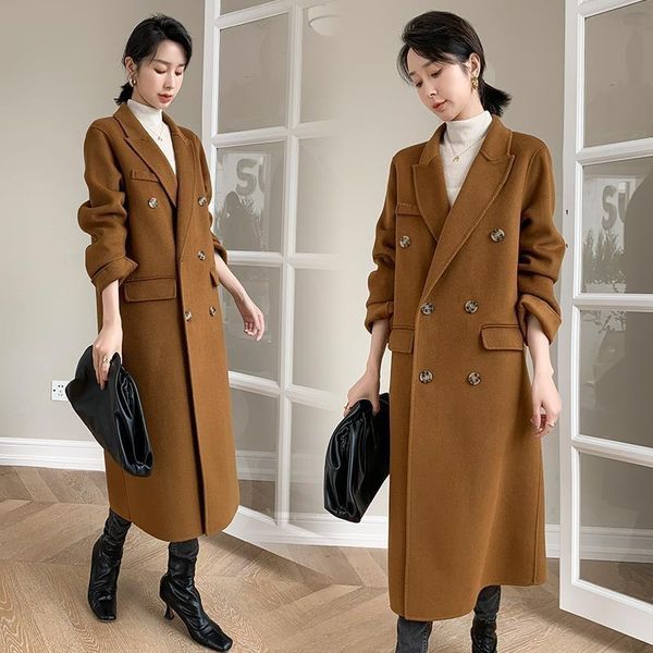 women's wool & blends 2021 wear and match double-sided cashmere thickened tweed, lengthened over knee middle long coat, female temperam, Black
women's wool & blends 2021 wear and match double-sided cashmere thickened tweed, lengthened over knee middle long coat, female temperam, Black