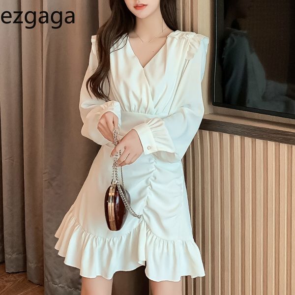 ezgaga women dress v-neck irregular ruffled korean chic fashion solid long sleeve high waist elegant bodycon dress vestidos 210430, Black;gray
ezgaga women dress v-neck irregular ruffled korean chic fashion solid long sleeve high waist elegant bodycon dress vestidos 210430, Black;gray