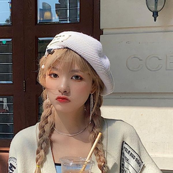 berets vintage style women autumn winter beret women's solid color knitted cotton hats tape design elegant lady caps, Blue;gray
berets vintage style women autumn winter beret women's solid color knitted cotton hats tape design elegant lady caps, Blue;gray