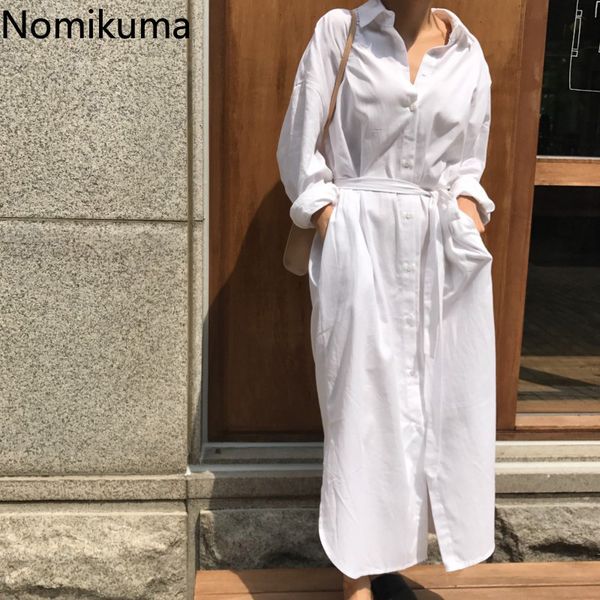 nomikuma single breasted shirt dress women long sleeve slim waist white dresses solid color casual loose split robe mujer 3c359 210514, Black;gray
nomikuma single breasted shirt dress women long sleeve slim waist white dresses solid color casual loose split robe mujer 3c359 210514, Black;gray