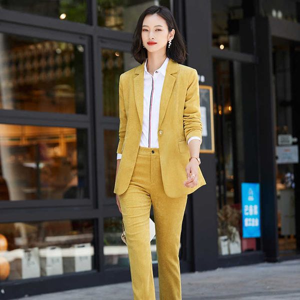 business wear women's suit pants two-piece autumn and winter elegant casual corduroy ladies office jacket casual trousers 210527, White
business wear women's suit pants two-piece autumn and winter elegant casual corduroy ladies office jacket casual trousers 210527, White