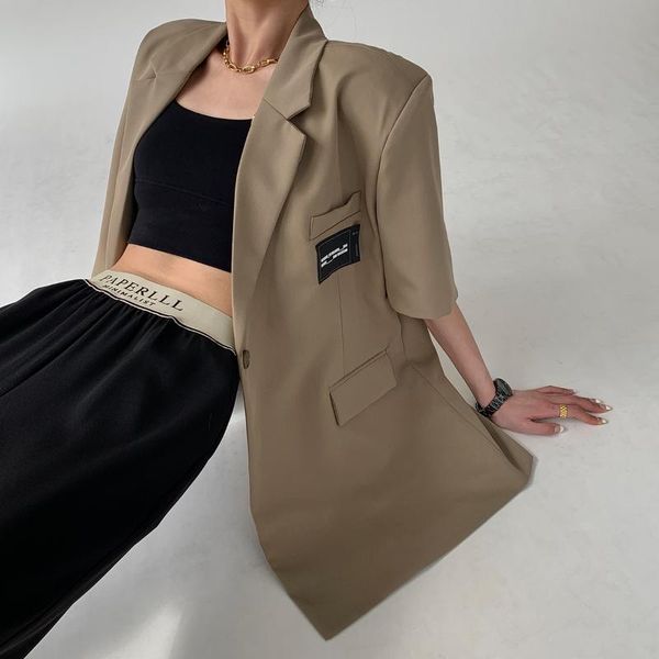 chaquetas ins style short sleeved suit jacket female veste blazer manteau loose casual all match black label design jacke women's suits, White;black
chaquetas ins style short sleeved suit jacket female veste blazer manteau loose casual all match black label design jacke women's suits, White;black