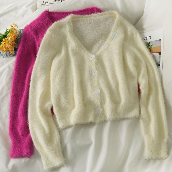 women's knits & tees soft sweater women cardigans autumn 2021 pure color plush fleece v-neck button knitted cardigan long-sleeved jacke, White
women's knits & tees soft sweater women cardigans autumn 2021 pure color plush fleece v-neck button knitted cardigan long-sleeved jacke, White