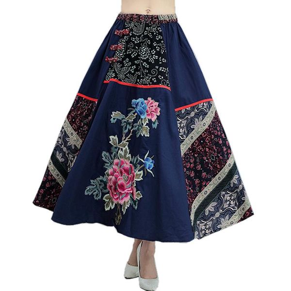 skirts chinese style vintage womens long ladies high waist a-line embroidery cotton linen bolas chinas para mujer, Black
skirts chinese style vintage womens long ladies high waist a-line embroidery cotton linen bolas chinas para mujer, Black
