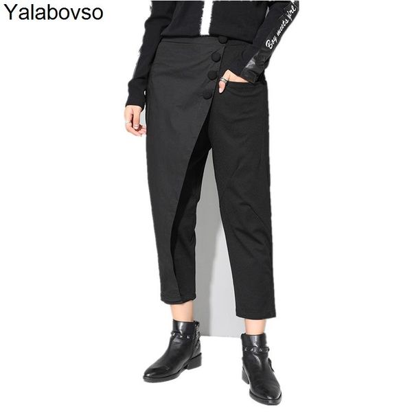 women's pants & capris streetwear black color irregular pleated harem casual punk rave small leg elastic waist trousers for woman a67z2, Black;white
women's pants & capris streetwear black color irregular pleated harem casual punk rave small leg elastic waist trousers for woman a67z2, Black;white