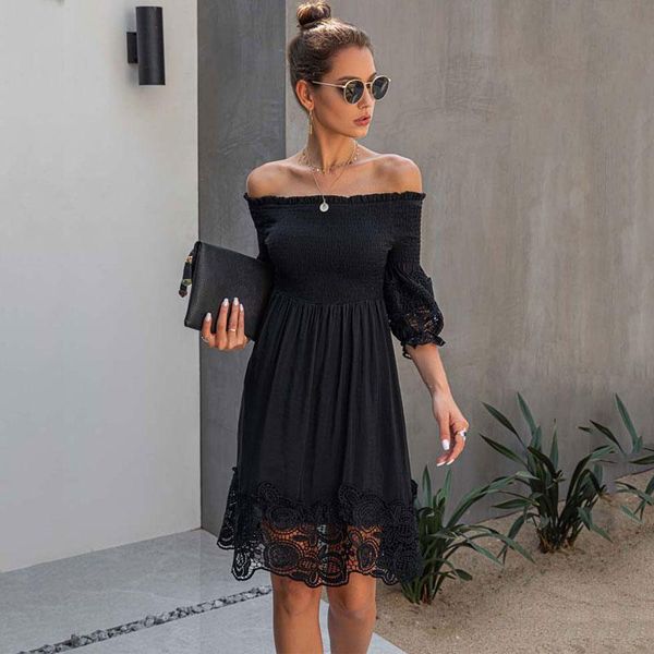 black lace dress women summer a line party dresses ladies sundresses off shoulder knee backless for casual, Black;gray
black lace dress women summer a line party dresses ladies sundresses off shoulder knee backless for casual, Black;gray