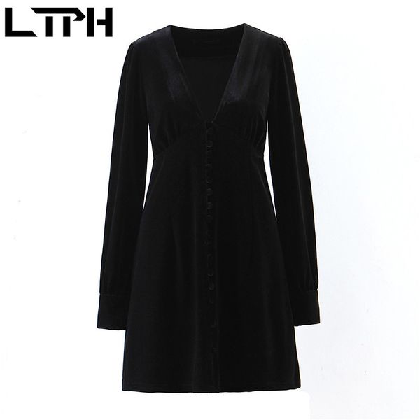 v-neck women dress black all-match single breasted long sleeve vintage elegant casual dresses spring autumn 210427, Black;gray
v-neck women dress black all-match single breasted long sleeve vintage elegant casual dresses spring autumn 210427, Black;gray