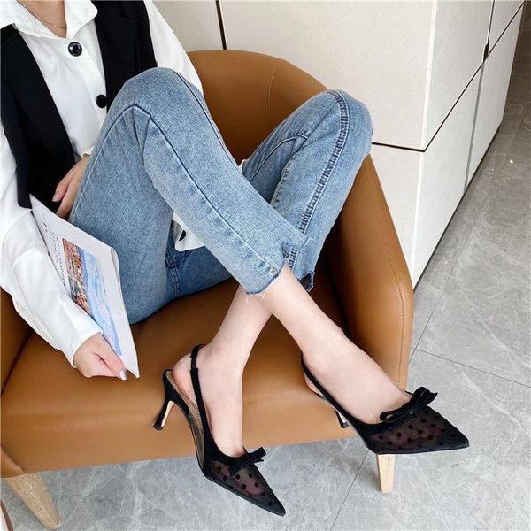 boots women's korean-style polka dot mesh pointed high heel bowknot sandals, Black
boots women's korean-style polka dot mesh pointed high heel bowknot sandals, Black