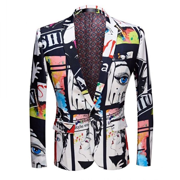 men's suits & blazers fashionable male beauty printed blazer suit design plus size hip casual fine singing jacket, White;black
men's suits & blazers fashionable male beauty printed blazer suit design plus size hip casual fine singing jacket, White;black