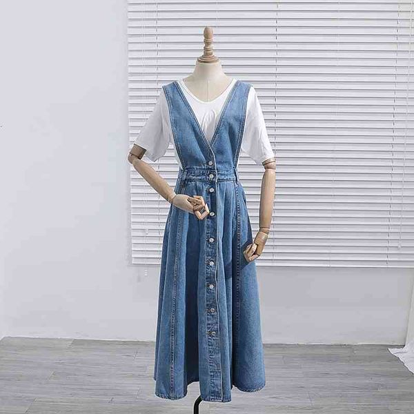 women's t-shirt korean style long es spring summer vintage v neck strap denim high waist wide swing jeans qjwy, White
women's t-shirt korean style long es spring summer vintage v neck strap denim high waist wide swing jeans qjwy, White