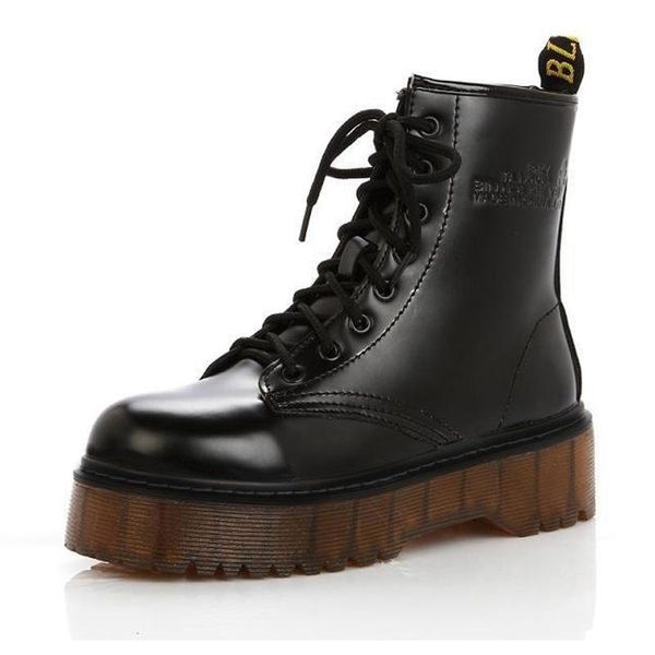 women boots punk short genuine leather shoes winter thick heel platform ankle female botas, Black
women boots punk short genuine leather shoes winter thick heel platform ankle female botas, Black