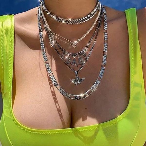 pendant necklaces faux pearl paper clip for women female vintage fashion black crystal letter "baby" necklace jewelry gift, Silver
pendant necklaces faux pearl paper clip for women female vintage fashion black crystal letter "baby" necklace jewelry gift, Silver