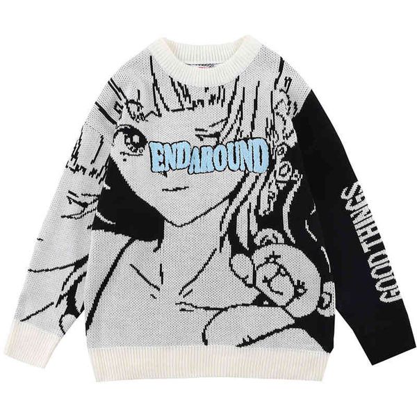 oversized men's hip hop anime girl print streetwear pullovers brand harajuku jumper bear knitted sweater cotton pullover, White;black
oversized men's hip hop anime girl print streetwear pullovers brand harajuku jumper bear knitted sweater cotton pullover, White;black