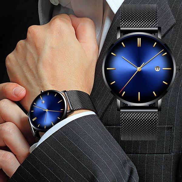 wristwatches fashion men business thin watch classic quartz stainless steel date wrist strap luxury #p15, Slivery;brown
wristwatches fashion men business thin watch classic quartz stainless steel date wrist strap luxury #p15, Slivery;brown