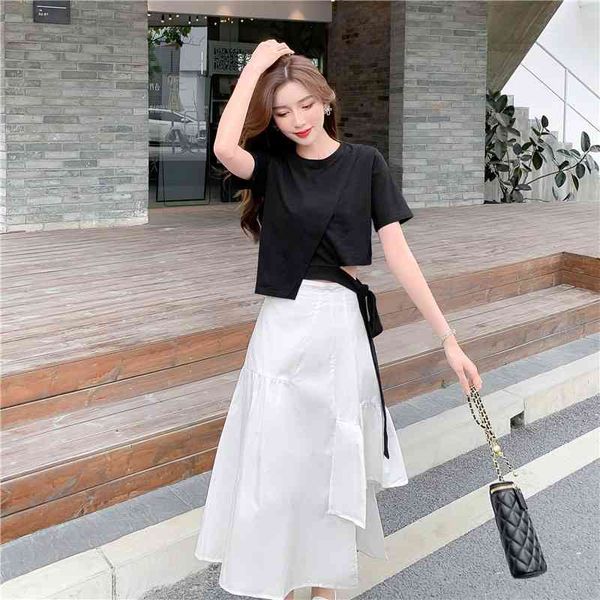 summer women's suit casual hem lrregular + medium length high waist skirt umbrella skirt two piece dress 210515, Black;gray
summer women's suit casual hem lrregular + medium length high waist skirt umbrella skirt two piece dress 210515, Black;gray