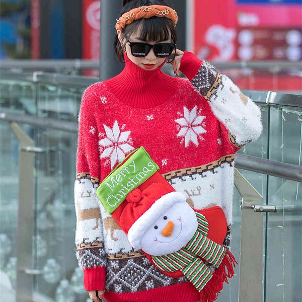 women's europa christmas cartoon patched female sweater retro exterior wear knitted or crocheted, White;black
women's europa christmas cartoon patched female sweater retro exterior wear knitted or crocheted, White;black