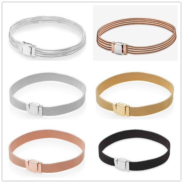 925 sterling silver reflexions rose multi snake chain pan bracelet bangle fit women bead charm jewelry, Golden;silver
925 sterling silver reflexions rose multi snake chain pan bracelet bangle fit women bead charm jewelry, Golden;silver