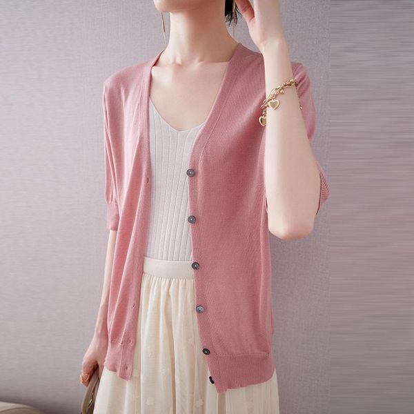women's knits & tees cardigan women plus size short sleeve summer solid knitted v-neck thin ice silk sweaters sunscreen shirt, White
women's knits & tees cardigan women plus size short sleeve summer solid knitted v-neck thin ice silk sweaters sunscreen shirt, White