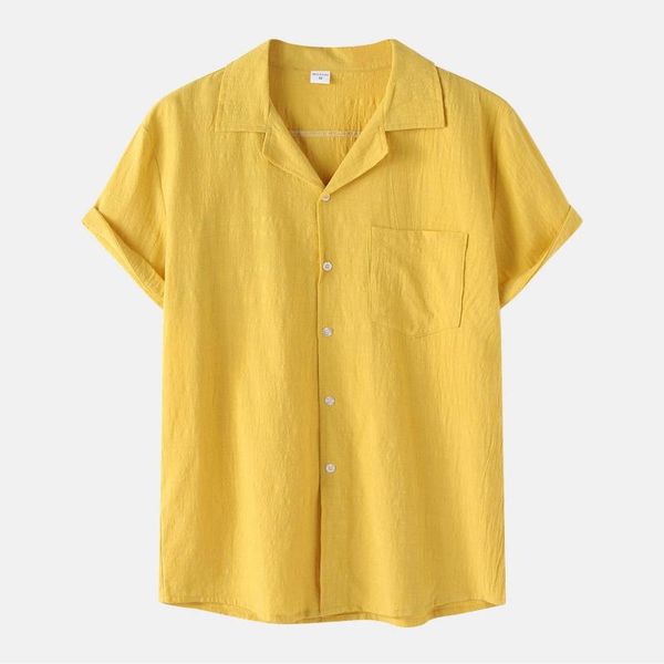 men's casual shirts cotton linen shirt loose button short sleeve cardigan summer solid color pocket for men camisas, White;black
men's casual shirts cotton linen shirt loose button short sleeve cardigan summer solid color pocket for men camisas, White;black