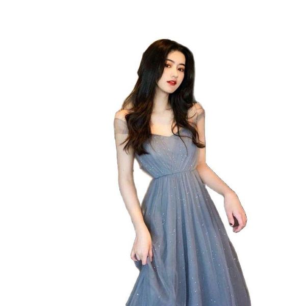 casual dresses 2021 summer korean dress women waist ladies elegant net yarn sling party female f915, Black;gray
casual dresses 2021 summer korean dress women waist ladies elegant net yarn sling party female f915, Black;gray