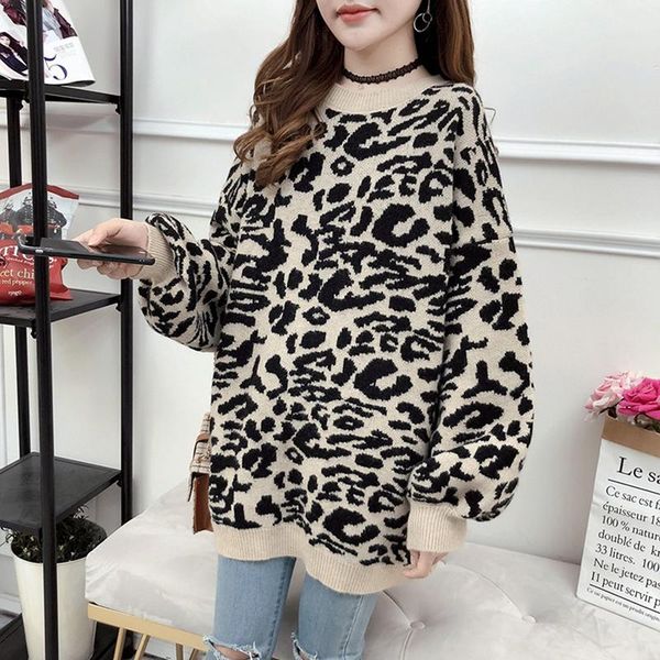 women's sweaters leopard sweater women autumn winter knitting pullover medium and long section loose for pregnant woman, White;black
women's sweaters leopard sweater women autumn winter knitting pullover medium and long section loose for pregnant woman, White;black