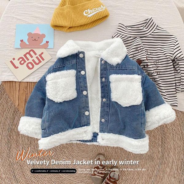 jackets children's clothing winter denim soft fleece patchwork single breasted coat warm outerwear for boys girls 0-6y, Blue;gray
jackets children's clothing winter denim soft fleece patchwork single breasted coat warm outerwear for boys girls 0-6y, Blue;gray