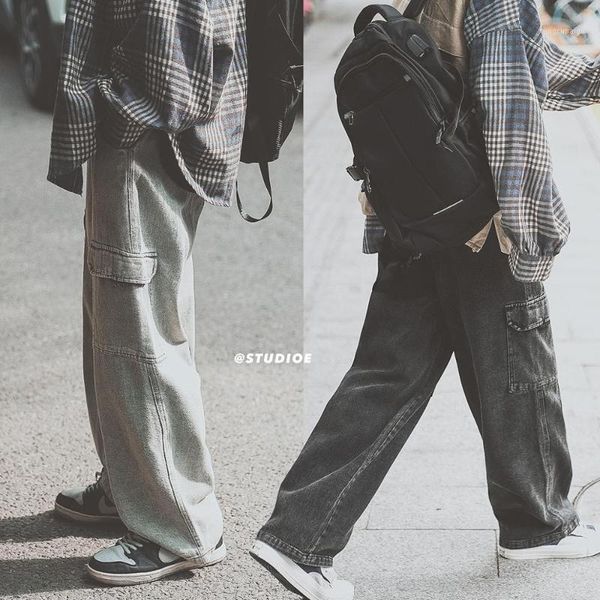 men's jeans vintage cargo pants winter big pockets retro men loose streetwear trousers hip hop youth casual clothing, Blue
men's jeans vintage cargo pants winter big pockets retro men loose streetwear trousers hip hop youth casual clothing, Blue