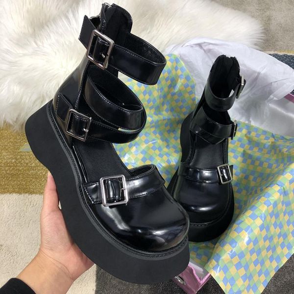 boots summer women ankle hallow out short booties black color woman shoes platform metal buckle design shoe back zipper botas 
boots summer women ankle hallow out short booties black color woman shoes platform metal buckle design shoe back zipper botas