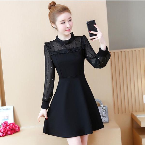 casual dresses large size women's dress 2021 spring slim slimming mesh long sleeve stitching black fashion a196, Black;gray
casual dresses large size women's dress 2021 spring slim slimming mesh long sleeve stitching black fashion a196, Black;gray