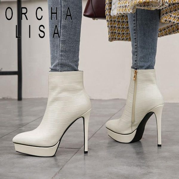 boots orcha lisa 2021 women ankle pointed toe 13cm high thin heels platform genuine leather zip stylish club a3518, Black
boots orcha lisa 2021 women ankle pointed toe 13cm high thin heels platform genuine leather zip stylish club a3518, Black