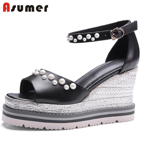 32-39 2021 fashion wedges cover heel sandals women cow leather peep toe string bead buckle shoes casual, Black
32-39 2021 fashion wedges cover heel sandals women cow leather peep toe string bead buckle shoes casual, Black