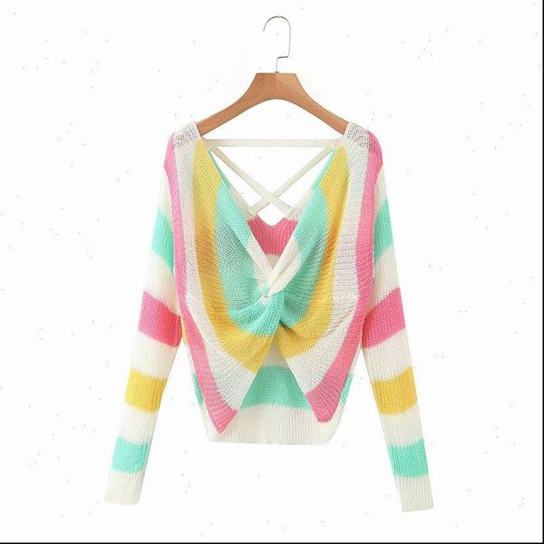 womens sweater women fashion v neck colorful striped knotted ladies long sleeve thin sweaters chic casual slim s326, White;black
womens sweater women fashion v neck colorful striped knotted ladies long sleeve thin sweaters chic casual slim s326, White;black