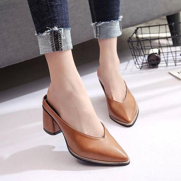 sandals leather summer womens loafers shoes high heels shallow mouth slippers pointed ladies slides mulle woman, Black
sandals leather summer womens loafers shoes high heels shallow mouth slippers pointed ladies slides mulle woman, Black