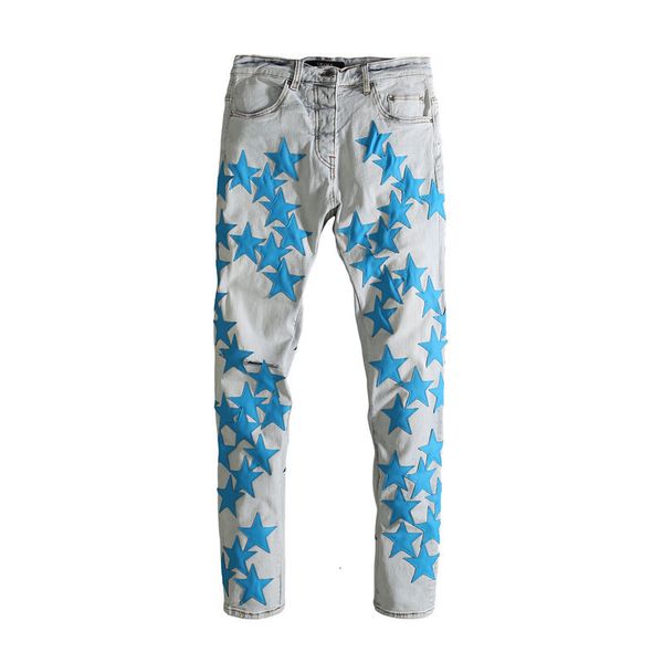 am fashion brand blue five pointed star leather knife, cutting and washing water, breaking holes, repairing height street cowboy pants,
am fashion brand blue five pointed star leather knife, cutting and washing water, breaking holes, repairing height street cowboy pants,