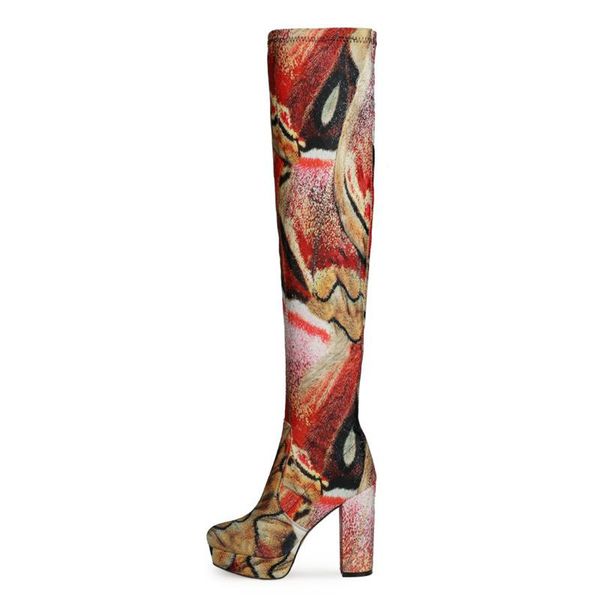 boots spring women platform orange print stretch knee high round toe elastic thick heel slip on shoes woman, Black
boots spring women platform orange print stretch knee high round toe elastic thick heel slip on shoes woman, Black