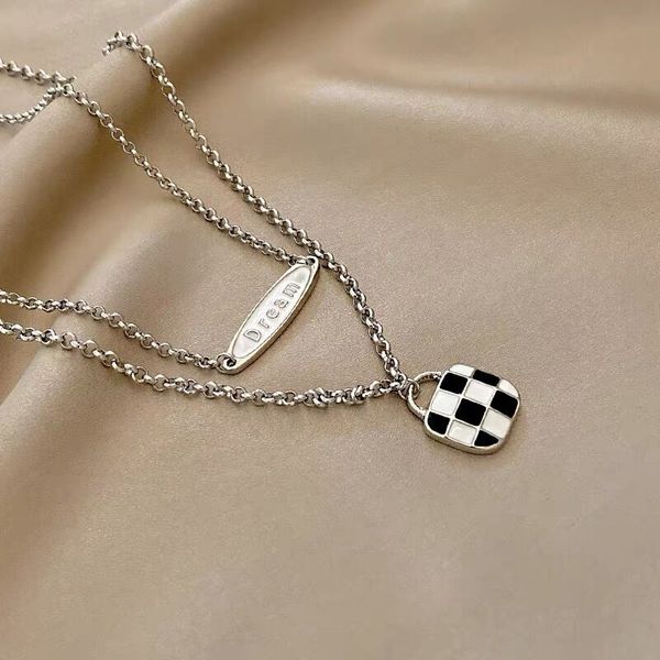 luxury designer necklace classic fashion choker black and white checkerboard necklace pendant independent packing, Silver
luxury designer necklace classic fashion choker black and white checkerboard necklace pendant independent packing, Silver