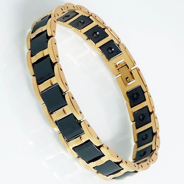 link, chain male jewelry men's black ceramic bracelet gold color titianium steel bio energy health care women's wristband homme ar
link, chain male jewelry men's black ceramic bracelet gold color titianium steel bio energy health care women's wristband homme ar