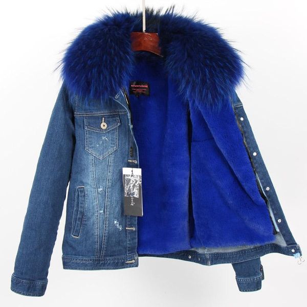 women's fur & faux 2021 thick detachable lining real raccoon collar denim jacket woman's hole cowboy short coat, Black
women's fur & faux 2021 thick detachable lining real raccoon collar denim jacket woman's hole cowboy short coat, Black