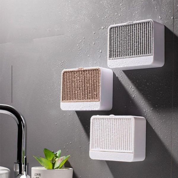 soap dishes creative wall mounted box with lid double grids bathroom holder rack dish w5c3