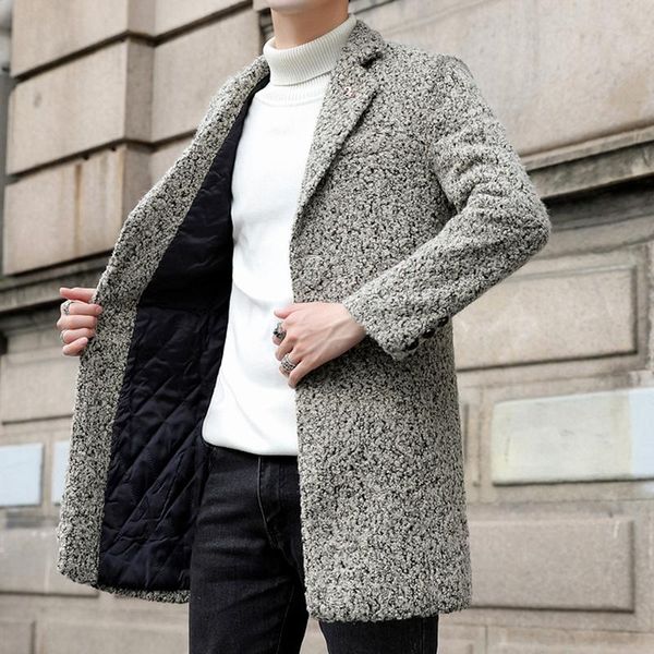 men's wool & blends autumn winter lamb woolen trench coat for 2021 long casual business jacket social streetwear overcoat male clothing, Black
men's wool & blends autumn winter lamb woolen trench coat for 2021 long casual business jacket social streetwear overcoat male clothing, Black