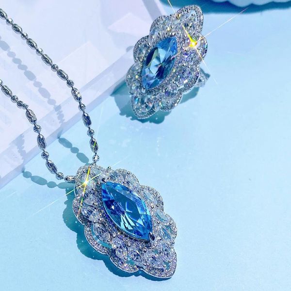 earrings & necklace blue horse eye z gem ring pendant women's luxury boutique jewelry set wedding party girl's birthday gift, Silver
earrings & necklace blue horse eye z gem ring pendant women's luxury boutique jewelry set wedding party girl's birthday gift, Silver