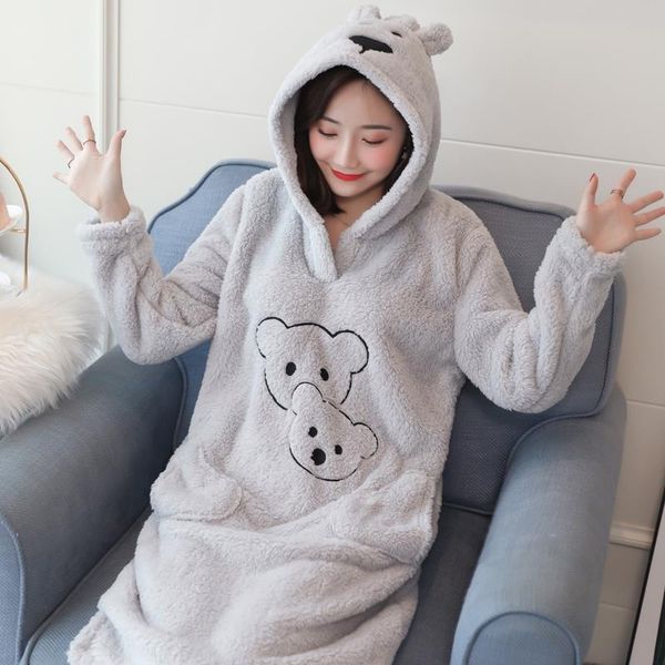 robes winter women sleepwear coral fleece hooded ladies cartoon animal pajamas thicken warm flannel soft night dress female nightgown, Black;red
robes winter women sleepwear coral fleece hooded ladies cartoon animal pajamas thicken warm flannel soft night dress female nightgown, Black;red