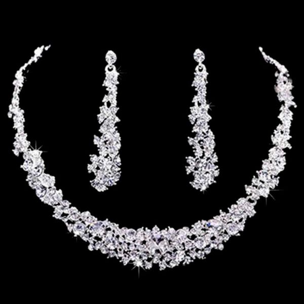 earrings & necklace bridal rhinestone crystal wedding party accessories gift charm jewelry set, Silver
earrings & necklace bridal rhinestone crystal wedding party accessories gift charm jewelry set, Silver
