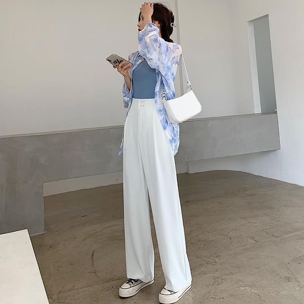 women's pants & capris hang down feeling the spring and autumn period high waist straight summer suit elastic double buckle, Black;white
women's pants & capris hang down feeling the spring and autumn period high waist straight summer suit elastic double buckle, Black;white