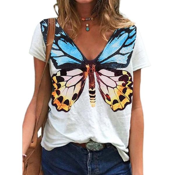 women's t-shirt women summer butterfly t shirt harajuku fashion insect animal printed v neck short sleeve, White
women's t-shirt women summer butterfly t shirt harajuku fashion insect animal printed v neck short sleeve, White