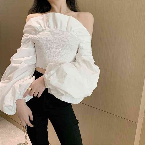 salevela white blouse for woman spring ruffled shoulders bubble sleeve shirt women's blouses blusas 210730
salevela white blouse for woman spring ruffled shoulders bubble sleeve shirt women's blouses blusas 210730